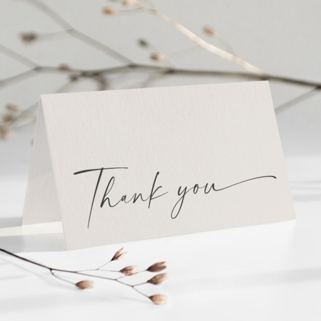 Simple Boho Script Neutral Bridal Shower Letterpress Thank You Card (Creator Uploaded)
