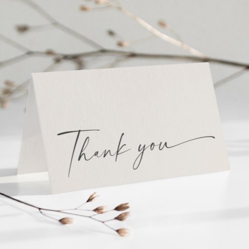 Simple Boho Script Neutral Bridal Shower Thank You Card