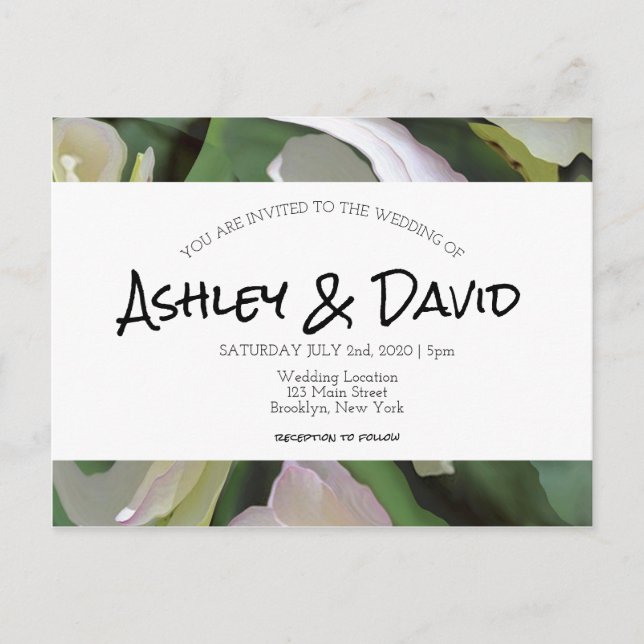 Simple Boho Script Wedding Postcard (Front)