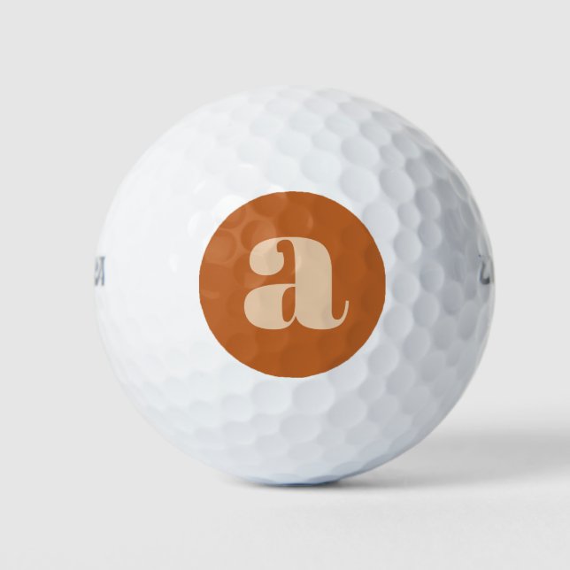 Simple Boho Terracotta Bold Retro Monogram Initial Golf Balls (Front)