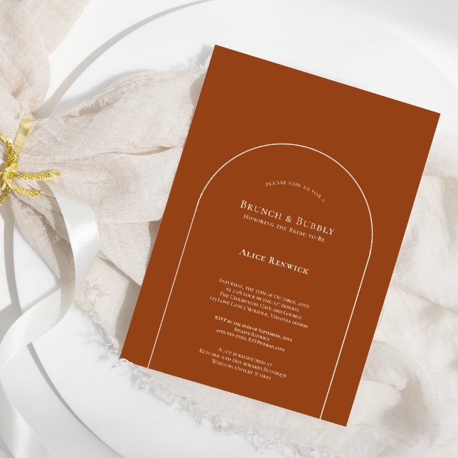 Simple Boho Terracotta Bridal Brunch and Bubbly Invitation (Creator Uploaded)
