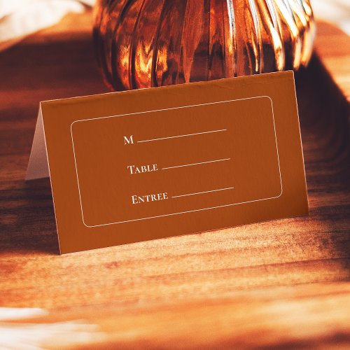 Simple Boho Terracotta Entree Choice Folded Place Card