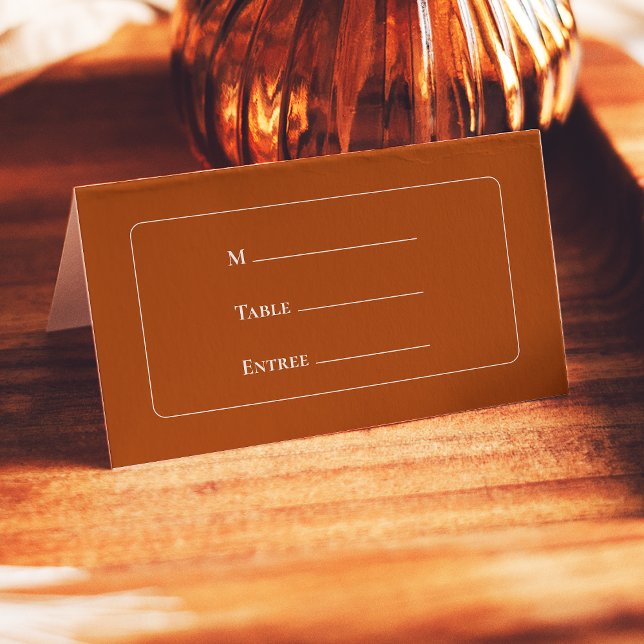 Simple Boho Terracotta Entree Choice Folded Place Card (Creator Uploaded)