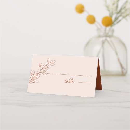 Simple Boho Terracotta Folded  Wedding Place Card