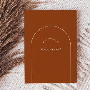 Simple Boho Terracotta Groomsman Proposal Card