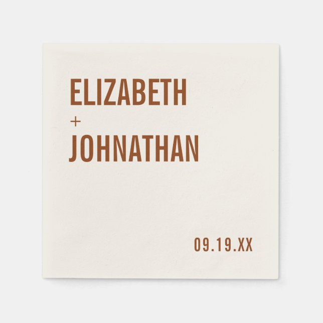 Simple Boho Terracotta Typography Wedding Napkins (Front)