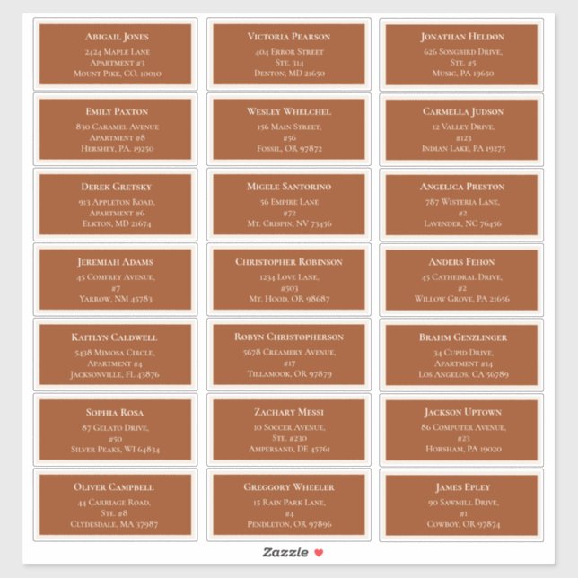 Simple Boho Terracotta Wedding Guest Address Sticker (Sheet)