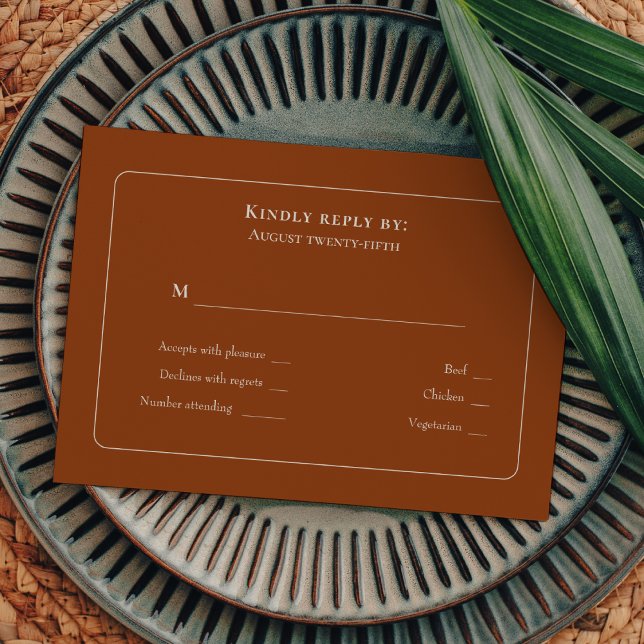 Simple Boho Terracotta Wedding Menu Choice RSVP (Creator Uploaded)