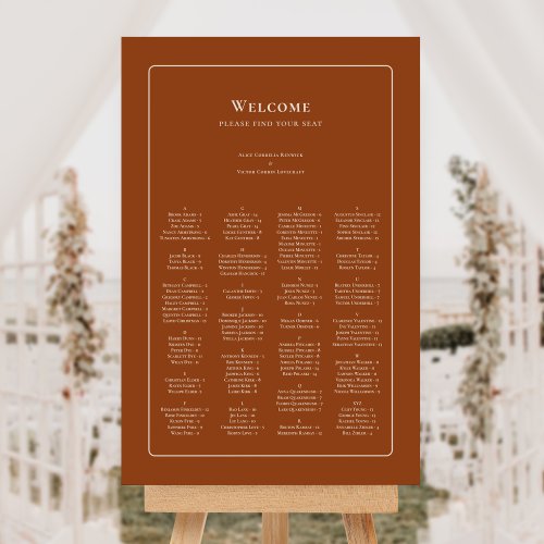 Simple Boho Terracotta Wedding Seating Chart Foam Board