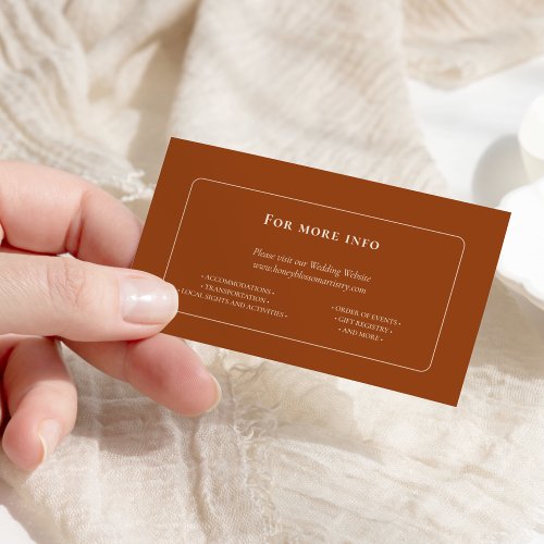 Simple Boho Terracotta Wedding Website Enclosure Card