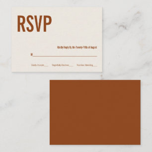 Simple Boho Terracottal Typography Wedding RSVP Enclosure Card
