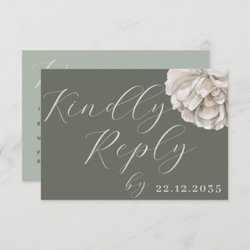 Simple Boho Tropical Sage Green Floral RSVP