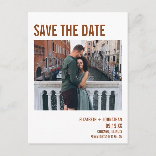 Simple Boho Typography Photo Save The Date Announcement Postcard