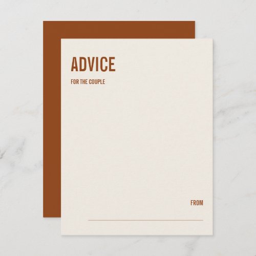 Simple Boho Typography Wedding Advice Card