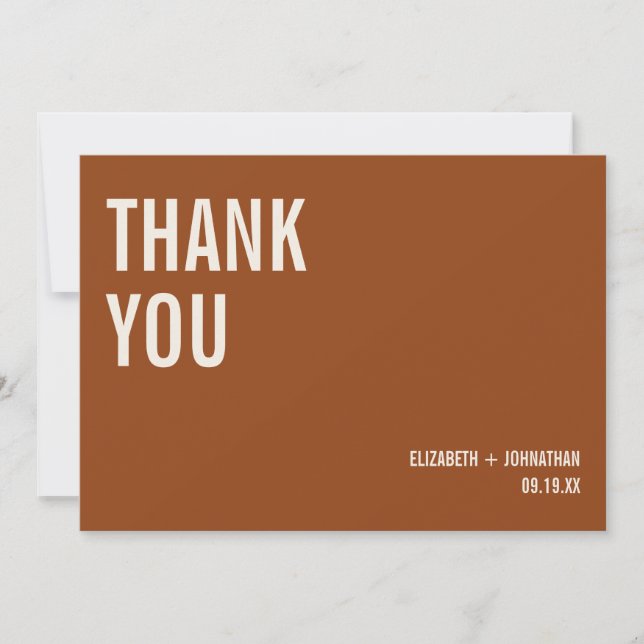 Simple Boho Typography Wedding Thank You Card (Front)