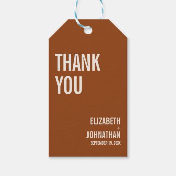 Simple Boho Typography Wedding Thank You Gift Tags by HappyAppleCanvas at Zazzle