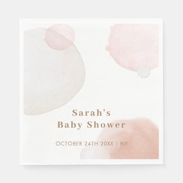 Simple Boho Watercolor Abstract Baby Shower Napkins (Front)