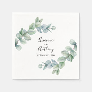 Simple Boho Watercolor Eucalyptus Greenery Wedding Napkins