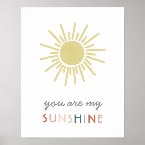Simple Boho Watercolor Gold You Are My Sunshine Poster