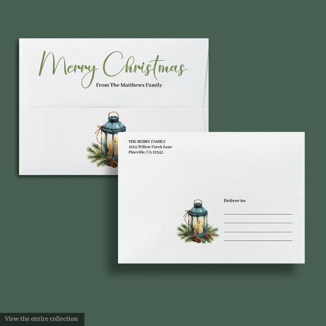Simple Boho Watercolor Rustic Christmas Mailer Envelope (Simple Boho Watercolor Rustic Christmas Mailer)