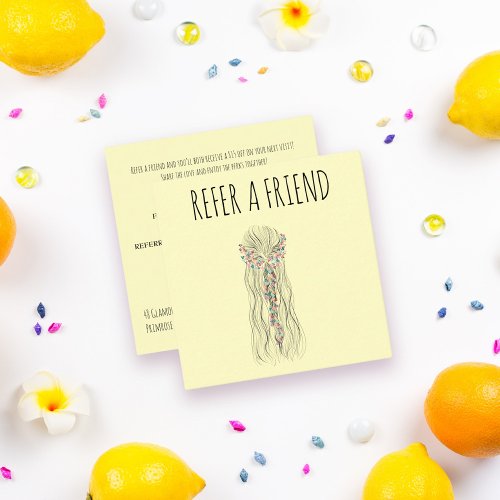 Simple Boho Wedding Hair Stylist Romantic Flower Appointment Card