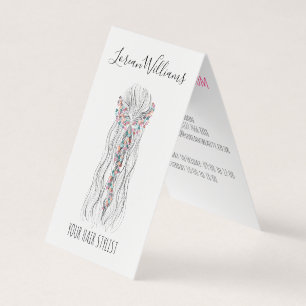 Simple Boho Wedding Hair Stylist Romantic Flower Business Card