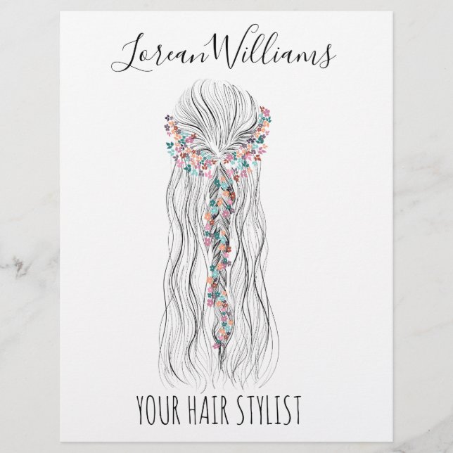 Simple Boho Wedding Hair Stylist Romantic Flower  Flyer (Front)
