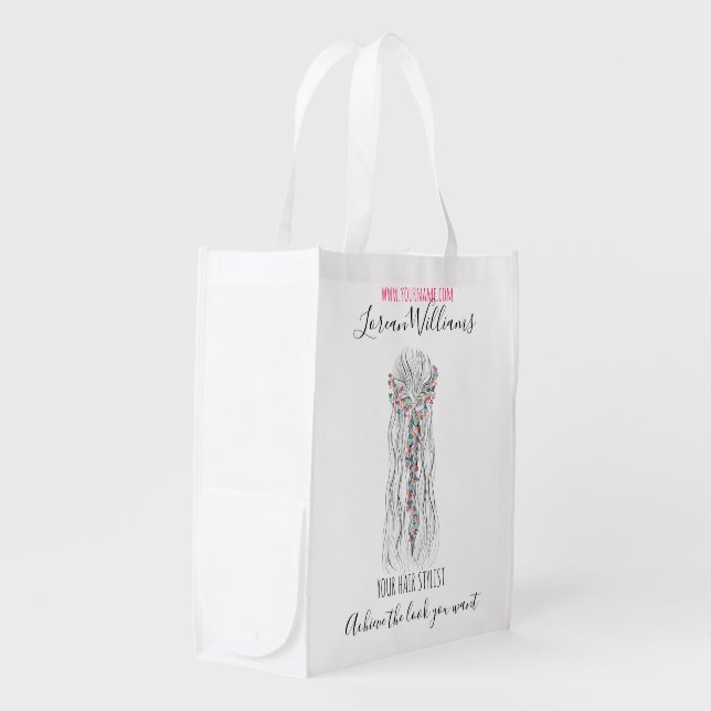 Simple Boho Wedding Hair Stylist Romantic Flower  Grocery Bag (Front Side)