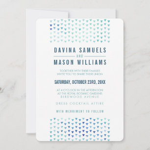 SIMPLE BOHO WEDDING modern triangle pattern blue Invitation