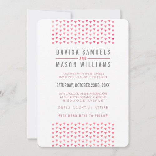 SIMPLE BOHO WEDDING modern triangle pattern pink Invitation