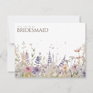 Simple Boho Wildflower Bridesmaid Proposal Card