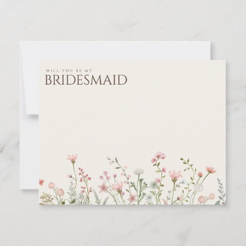 Simple Boho Wildflower Bridesmaid Proposal Card