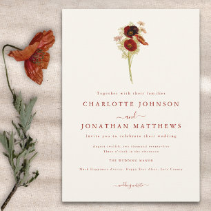 Simple Boho Wildflower Fall Wedding Invitation