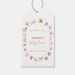 Simple Boho Wildflower Frame Baby Shower Gift Tags