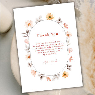 Simple Boho Wildflower Frame Baby Shower Thank You Card
