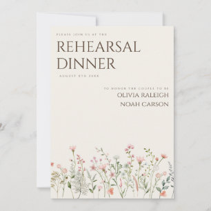 Simple Boho Wildflower Rehearsal Dinner Invitation