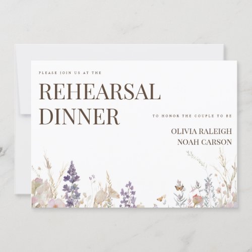 Simple Boho Wildflower Rehearsal Dinner Invitation