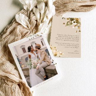 Simple Boho Wildflowers | Photo Wedding Thank You Card