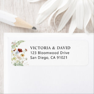 Simple Boho Wildflowers Return Address Label