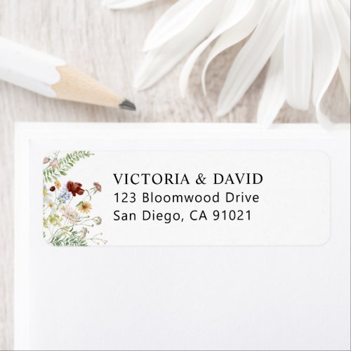 Simple Boho Wildflowers Return Address Label