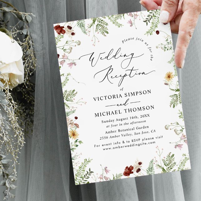 Simple Boho Wildflowers Wedding Reception  Invitation (Creator Uploaded)