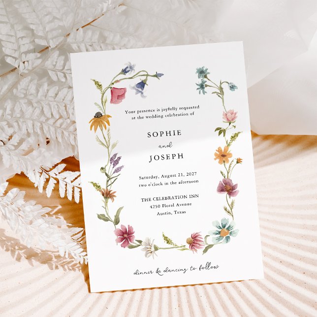 Simple Boho Wildflowers Wreath | Wedding Invitation (Creator Uploaded)