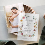 Simple Boho Wildflowers Wreath | Wedding Vellum Invitations<br><div class="desc">This simple and boho vellum wedding invitation features a colorful wildflower wreath with a mix of pink,  blue,  orange,  purple and green flowers and leaves. The illustration frames your black,  classic text with accents of modern rustic script,  all on a transparent vellum background.</div>