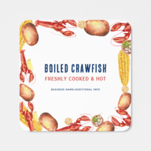 Simple Boiled Crawfish Business Seafood Square Sticker