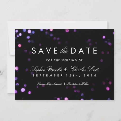 Simple Bokeh Glam Black  Pink Save the Date