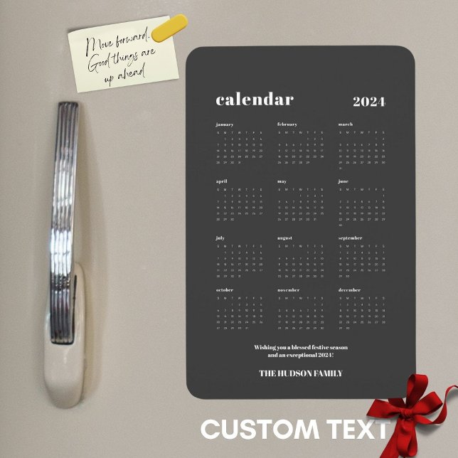 SImple Bold 2024 Dark Grey Calendar Magnet (Creator Uploaded)