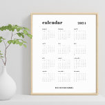 SImple Bold | Black and White 2024 Calendar Poster<br><div class="desc">Simple and bold. This 2024 calendar design features a modern set of fonts, a full 12 month year, against a white background and black text. The template is available in a 8.5 x 11 inch size for easy printing at home or download as a phone screensaver. Customize to make it...</div>