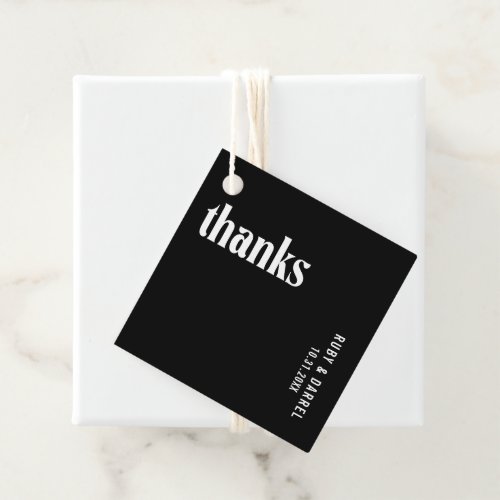 Simple Bold Black Minimal Modern Wedding Favor Tags