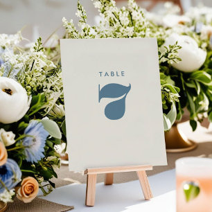 Simple Bold Blue Typography Table Number Card