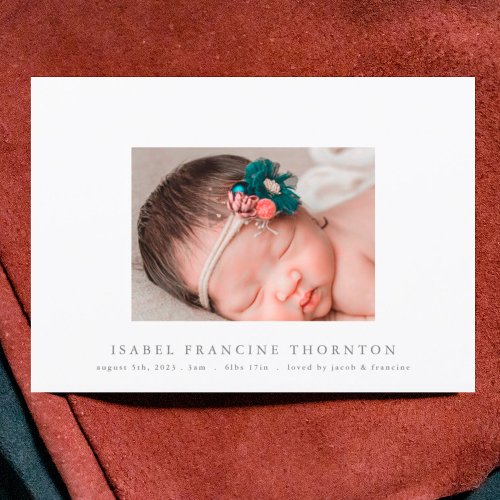 simple bold border photo baby birth announcement